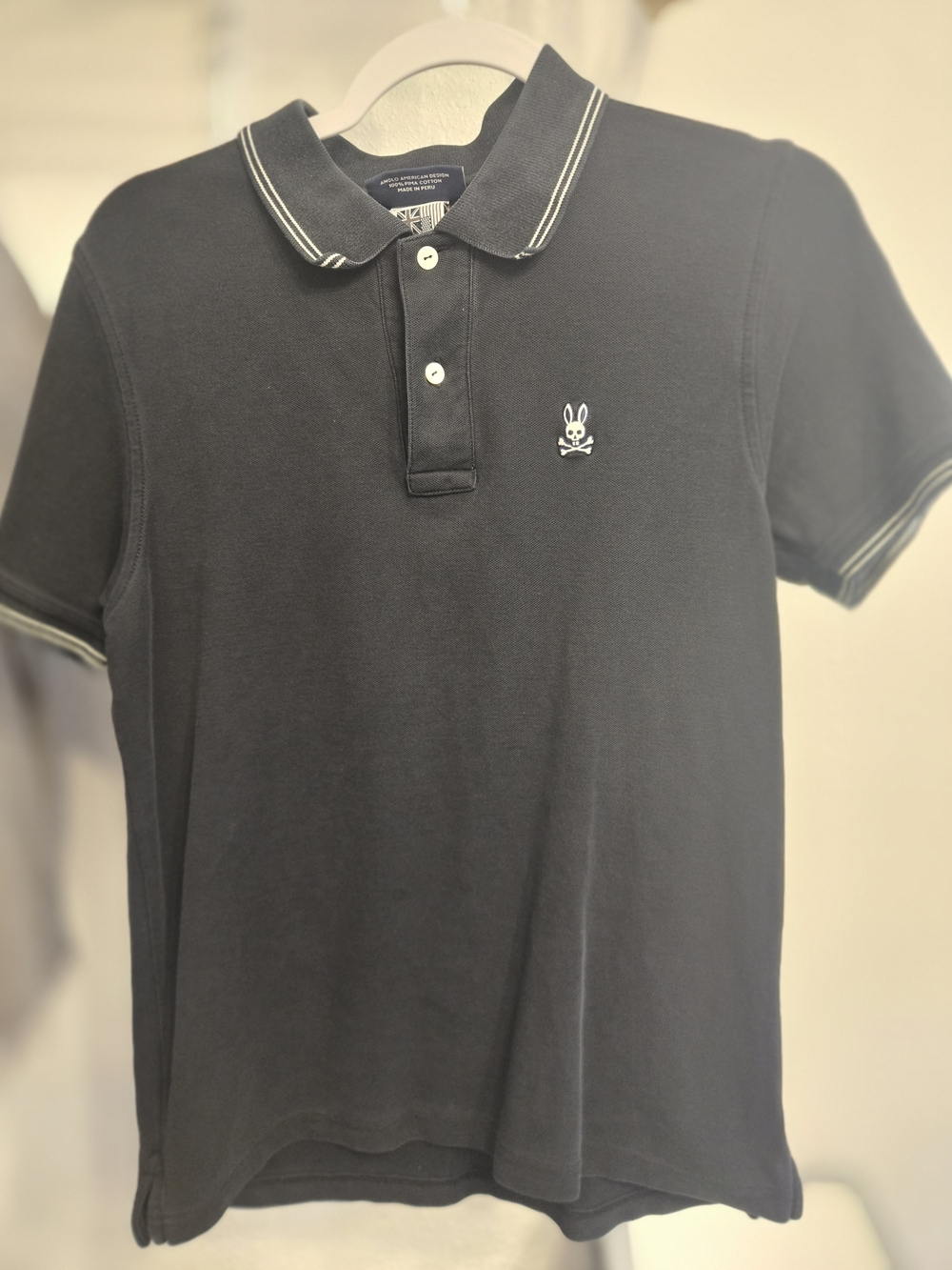 Psycho Bunny Black Polo with White Trim